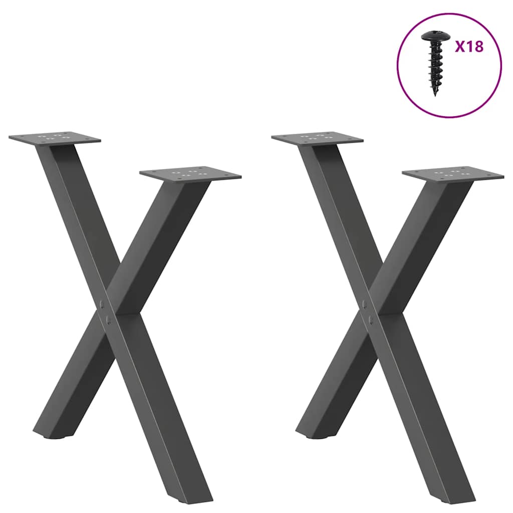 Thumbnail - vidaXL Couchtischbeine X-Form 2 Stk. Anthrazit 60x(42-43) cm Stahl