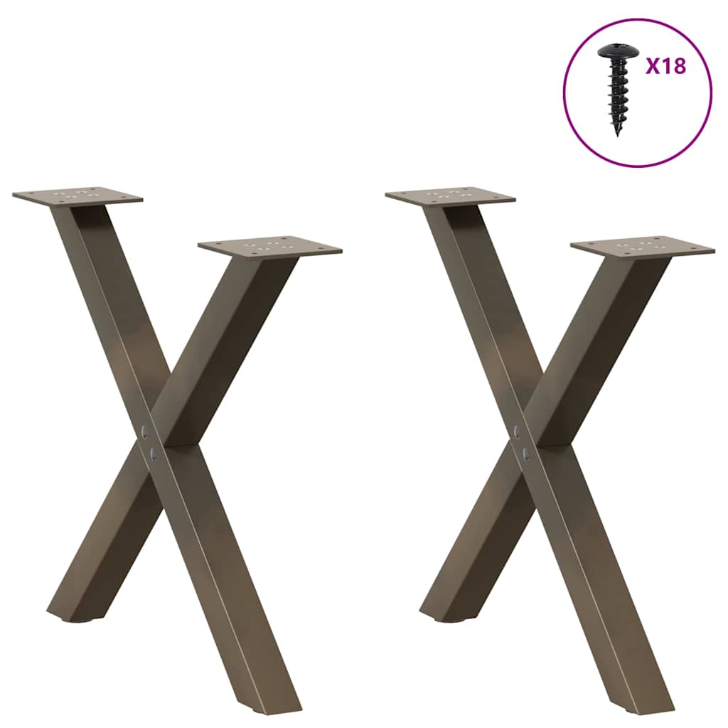 Thumbnail - vidaXL Couchtischbeine X-Form 2 Stk. Naturstahl 60x(42-43) cm Stahl