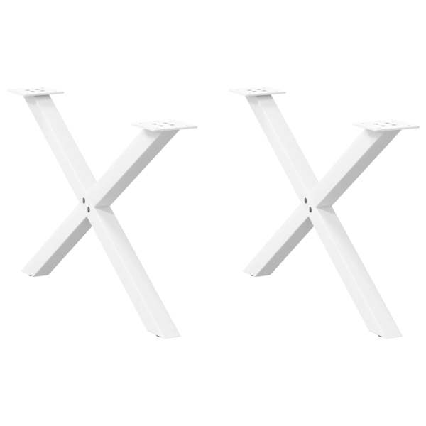 vidaXL kohvilaua jalad X-kujulised 2 tk valged 70 x (42-43) cm terasest