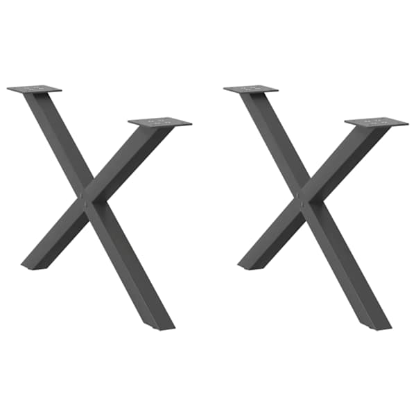vidaXL kohvilaua jalad, X-kujulised, 2 tk, antratsiithall, 70 x (42&ndash;43) cm, teras