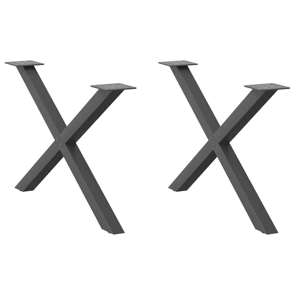 vidaXL Nohy konferenčního stolku ve tvaru X, 2 ks, antracitové, 70 x (42-43) cm, ocel