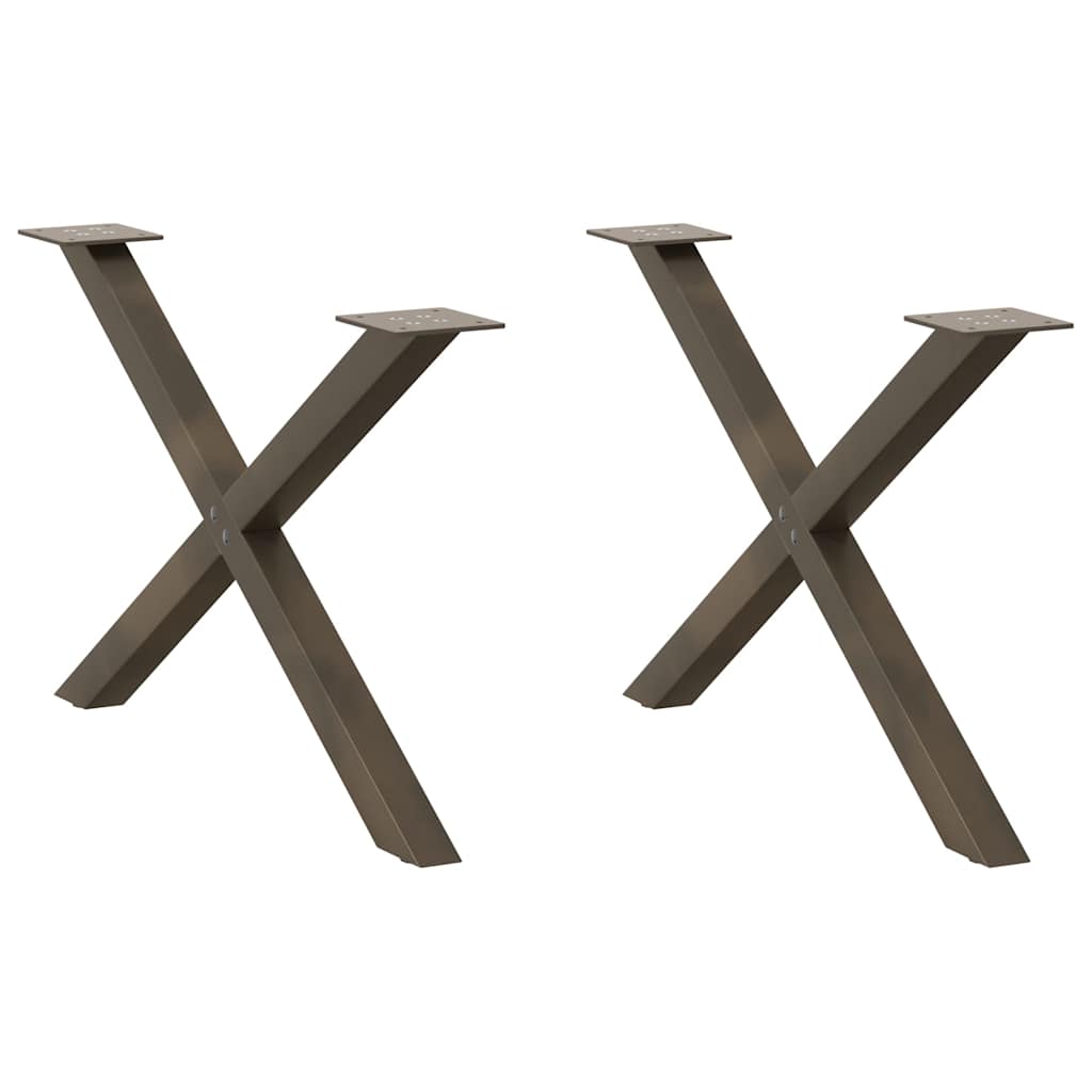 vidaXL Nohy konferenčního stolku ve tvaru X, 2 ks, přírodní ocel, 70 x (42-43) cm, ocel