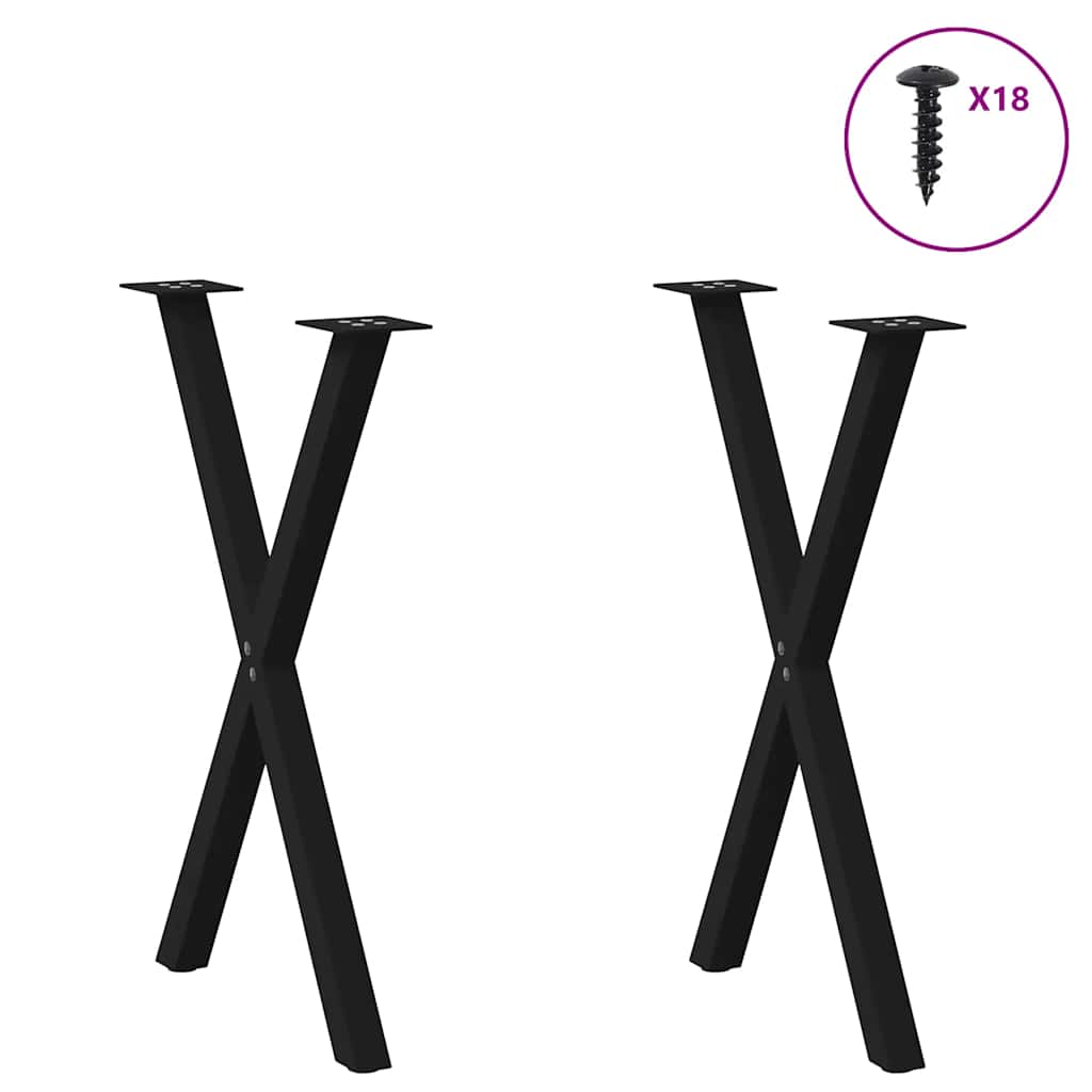 Thumbnail - vidaXL Esstischbeine X-Form 2 Stk. Schwarz 50x(72-73) cm Stahl