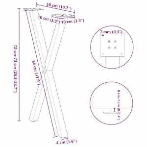 Nohy k jídelnímu stolu ve tvaru X, 2 ks, černé, 50 x (72-73) cm, ocel - obrázek 10