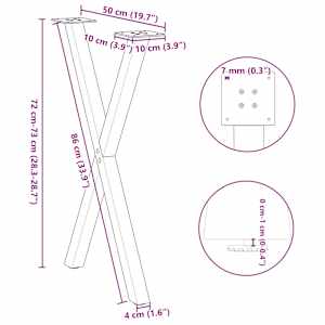Nohy k jídelnímu stolu ve tvaru X, 2 ks, antracitové, 50 x (72-73) cm, ocel - obrázek 10