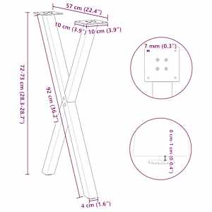 Nohy k jídelnímu stolu ve tvaru X, 2 ks, černé, 57 x (72-73) cm, ocel - obrázek 10
