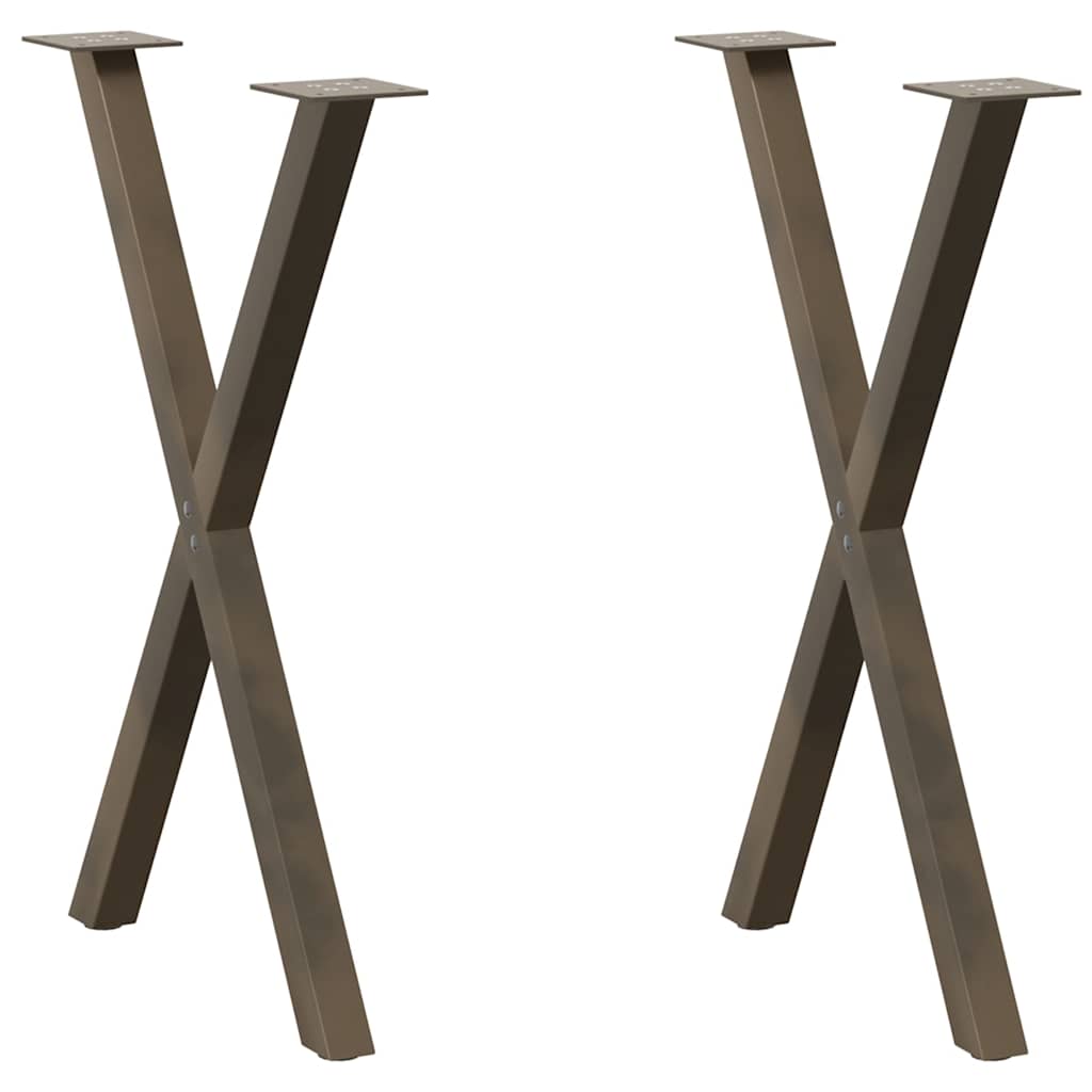 vidaXL Nohy k jídelnímu stolu ve tvaru X, 2 ks, přírodní ocel, 57 x (72-73) cm, ocel