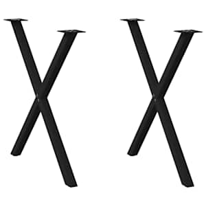 Noge za jedilno mizo v obliki črke X, 2 kosa, črne, 70 x (72-73) cm, jeklo