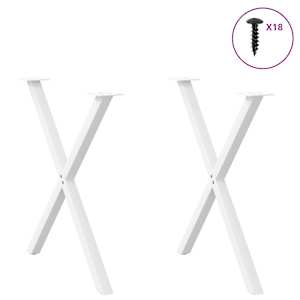 Nohy k jídelnímu stolu ve tvaru X, 2 ks, bílé, 70 x (72-73) cm, ocel - obrázek 3