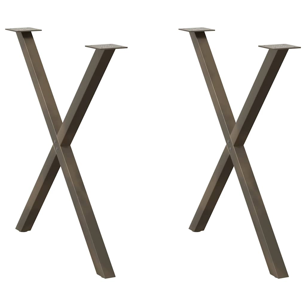 vidaXL Nohy k jídelnímu stolu ve tvaru X, 2 ks, přírodní ocel, 70 x (72-73) cm, ocel