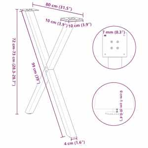 Nohy k jídelnímu stolu ve tvaru X, 2 ks, bílé, 80 x (72-73) cm, ocel - obrázek 10