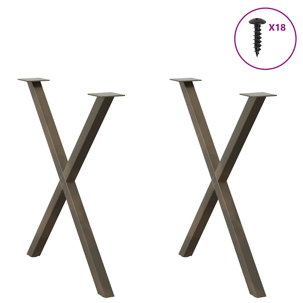 Thumbnail - vidaXL Esstischbeine X-Form 2 Stk. Naturstahl 80x(72-73) cm Stahl