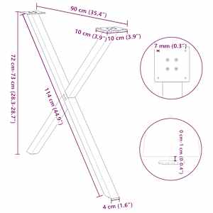 Nohy k jídelnímu stolu ve tvaru X, 2 ks, černé, 90 x (72-73) cm, ocel - obrázek 10