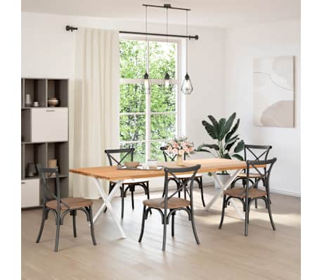 vidaXL Spisebordben X-formet 2 stk hvit 90 x (72-73) cm st&aring;l