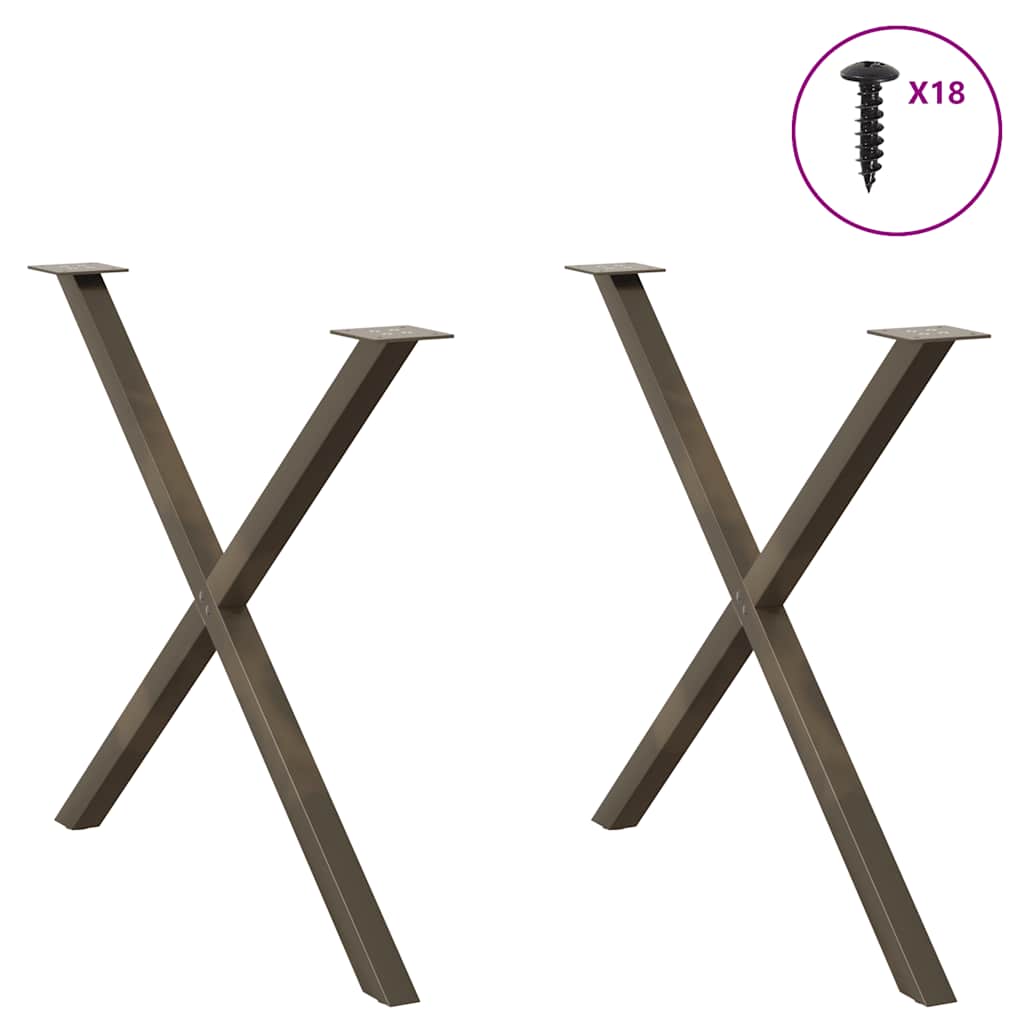 Thumbnail - vidaXL Esstischbeine X-Form 2 Stk. Naturstahl 90x(72-73) cm Stahl