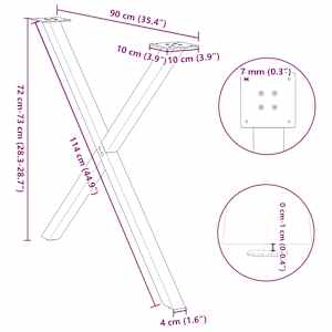 Nohy k jídelnímu stolu ve tvaru X, 2 ks, přírodní ocel, 90 x (72-73) cm, ocel - obrázek 10