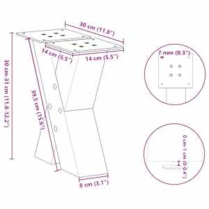 Nohy konferenčního stolku ve tvaru X, 2 ks, bílé, 30 x (30-31) cm, ocel - obrázek 10