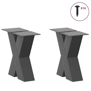 Nohy konferenčního stolku ve tvaru X, 2 ks, antracitové, 30 x (30-31) cm, ocel - obrázek 3