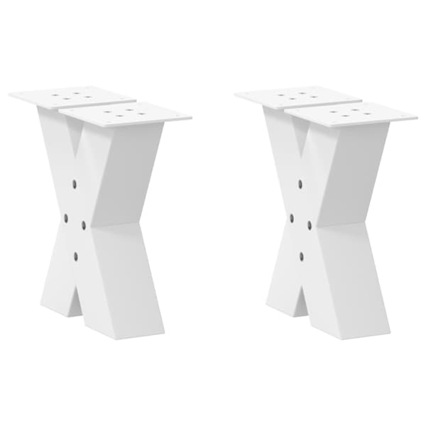 vidaXL kohvilaua jalad X-kujulised 2 tk valged 40 x (30-31) cm terasest