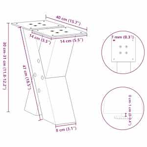 Nohy konferenčního stolku ve tvaru X, 2 ks, bílé, 40 x (30-31) cm, ocel - obrázek 10