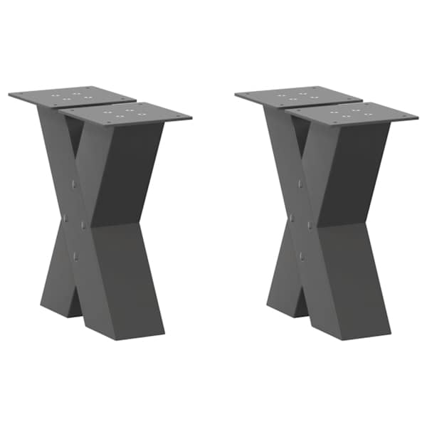 vidaXL kohvilaua jalad, X-kujulised, 2 tk, antratsiithall, 40 x (30-31) cm, teras