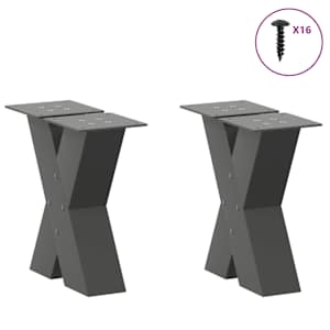 Nohy konferenčního stolku ve tvaru X, 2 ks, antracitové, 40 x (30-31) cm, ocel - obrázek 3