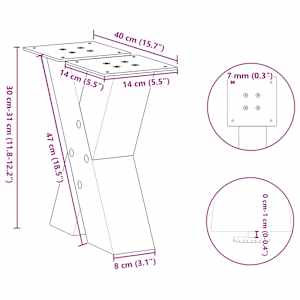 Nohy konferenčního stolku ve tvaru X, 2 ks, antracitové, 40 x (30-31) cm, ocel - obrázek 10