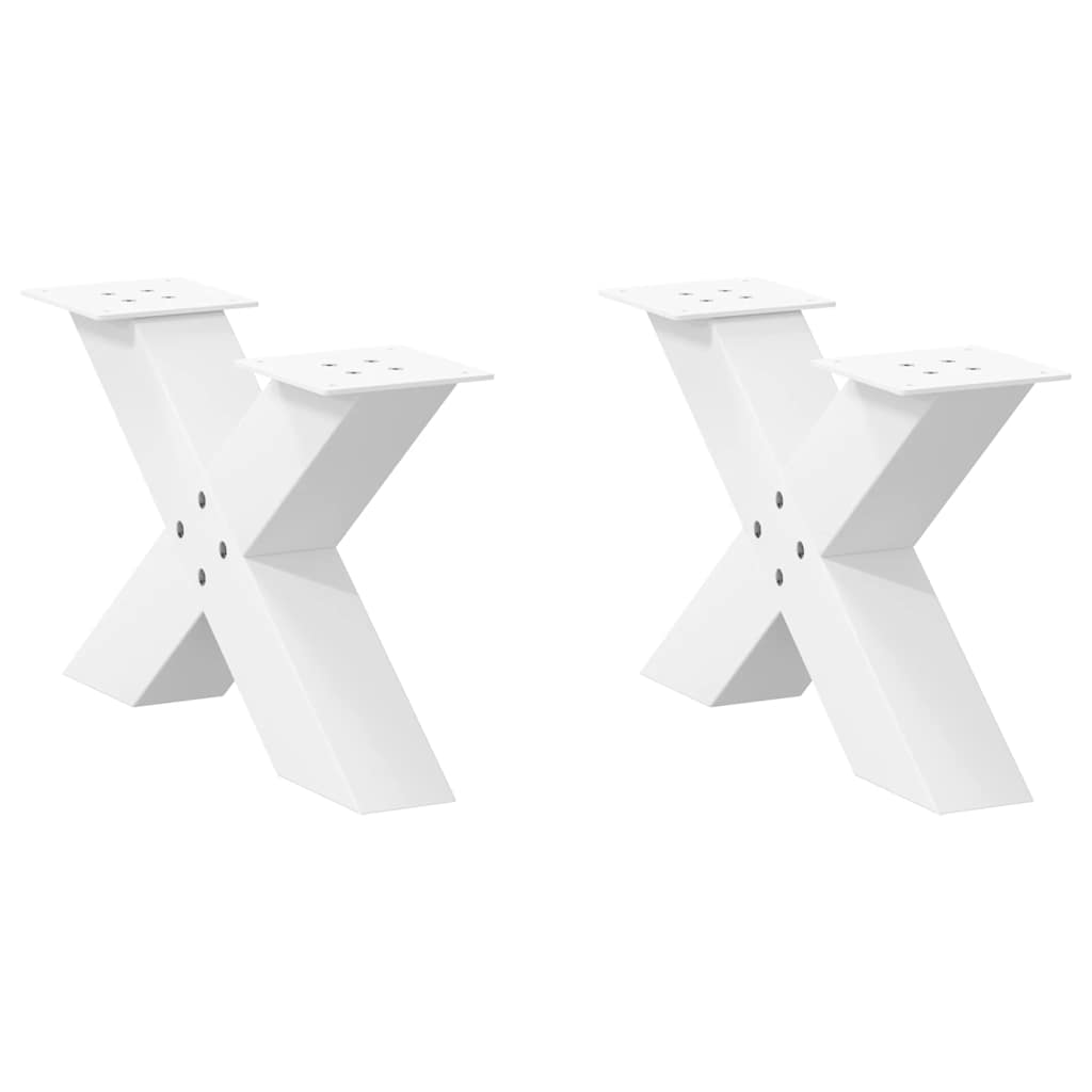 Pernas mesa centro 2 pcs em forma de X 50x(30-31) cm aço branco