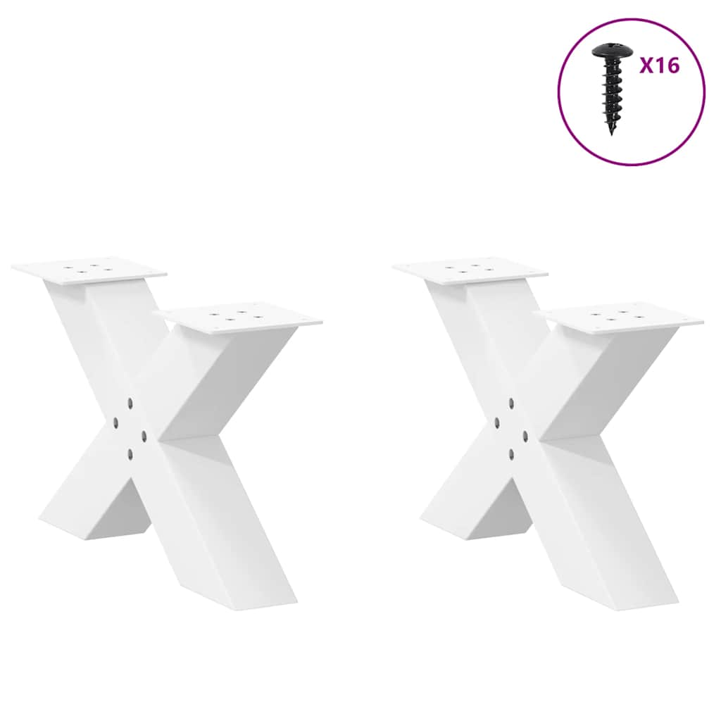Thumbnail - vidaXL Couchtischbeine X-Form 2 Stk. Weiß 50x(30-31) cm Stahl