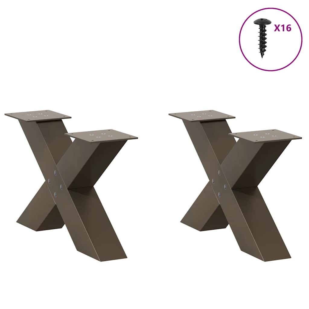 Thumbnail - vidaXL Couchtischbeine X-Form 2 Stk. Naturstahl 50x(30-31) cm Stahl