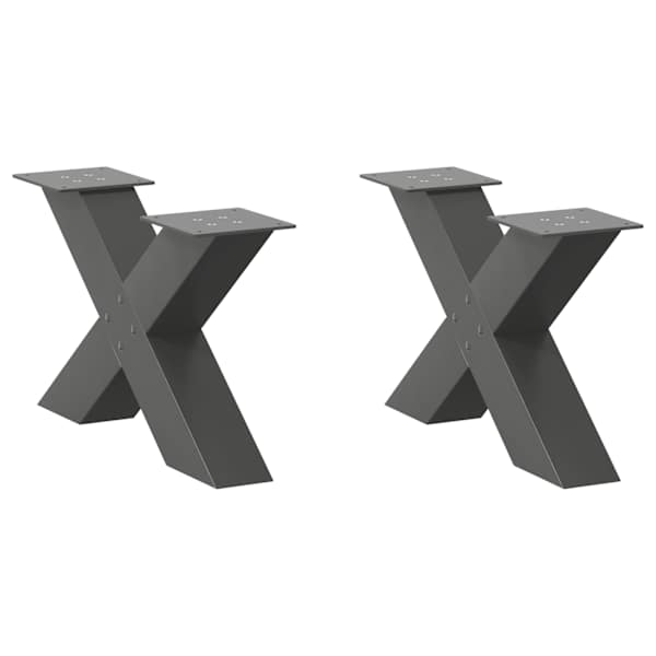vidaXL kohvilaua jalad, X-kujulised, 2 tk, antratsiithall, 60 x (30-31) cm, teras