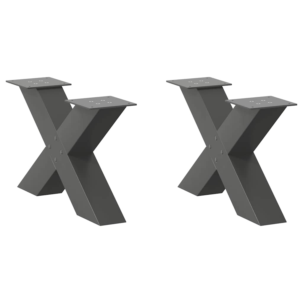 vidaXL Nohy konferenčního stolku ve tvaru X, 2 ks, antracitové, 60 x (30-31) cm, ocel