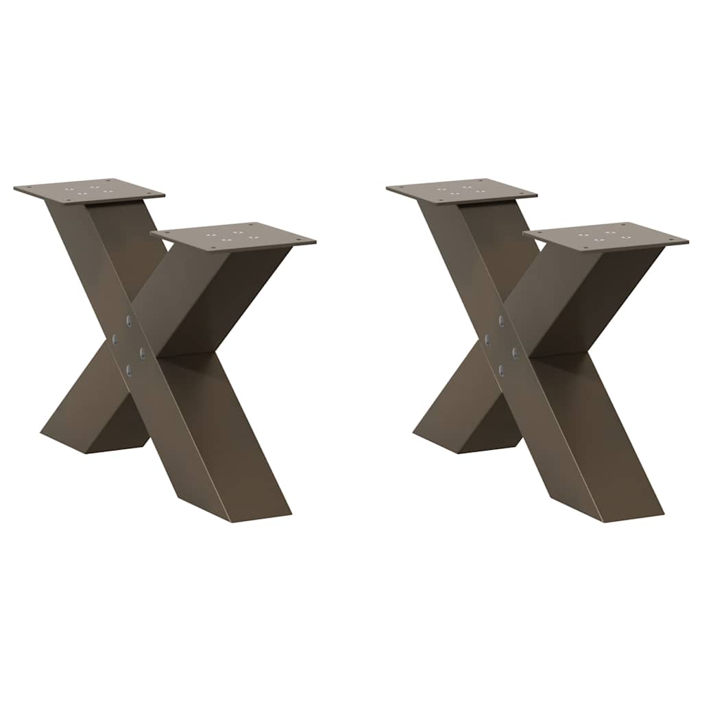 vidaXL Nohy konferenčního stolku ve tvaru X, 2 ks, přírodní ocel, 60 x (30-31) cm, ocel