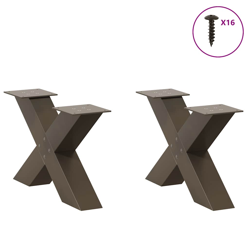 vidaXL Salontafelpoten 2 st X-vormig 60x(30-31) cm staal naturel, foto 2