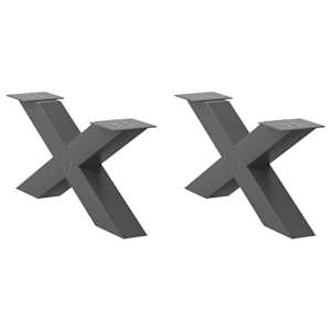 Noge za klubsko mizico v obliki črke X 2 kosa antracit 70 x (30-31) cm jeklo