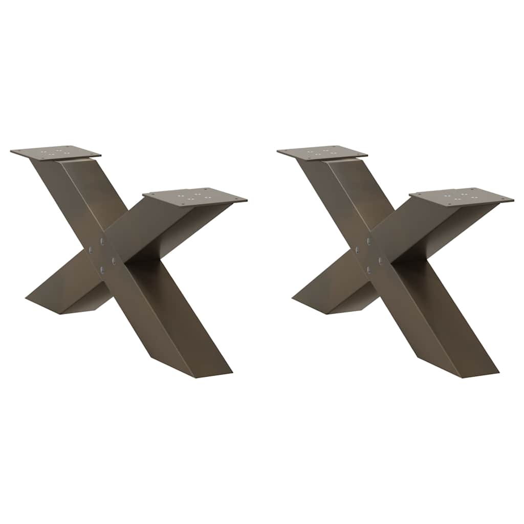 vidaXL Nohy konferenčního stolku ve tvaru X, 2 ks, přírodní ocel, 70 x (30-31) cm, ocel