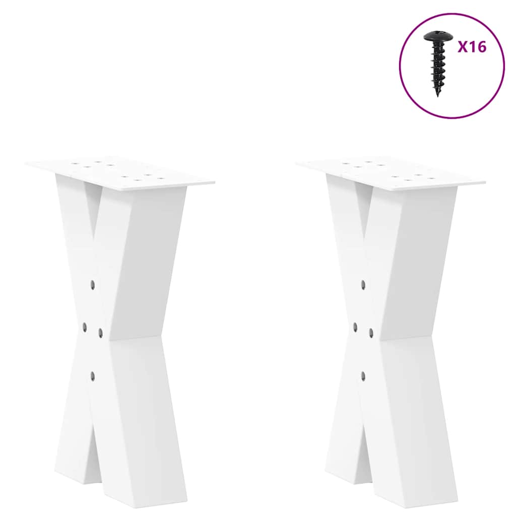 Thumbnail - vidaXL Couchtischbeine X-Form 2 Stk. Weiß 28x(42-43) cm Stahl