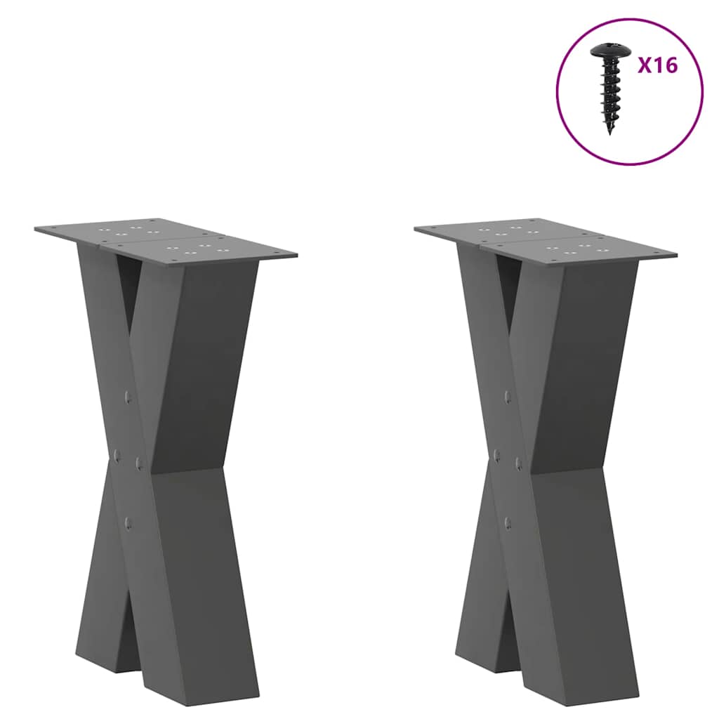 Thumbnail - vidaXL Couchtischbeine X-Form 2 Stk. Anthrazit 28x(42-43) cm Stahl