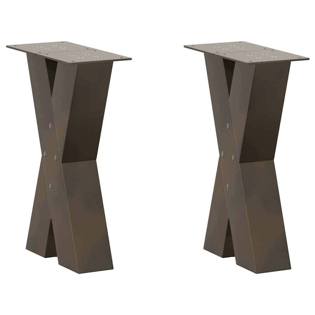 vidaXL Nohy konferenčního stolku ve tvaru X, 2 ks, přírodní ocel, 28 x (42-43) cm, ocel