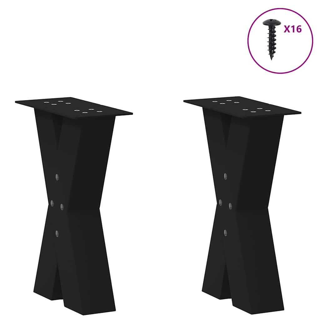 Thumbnail - vidaXL Couchtischbeine X-Form 2 Stk. Schwarz 38x(42-43) cm Stahl