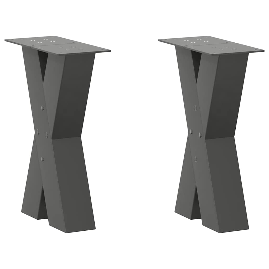 vidaXL Nohy konferenčního stolku ve tvaru X, 2 ks, antracitové, 38 x (42-43) cm, ocel