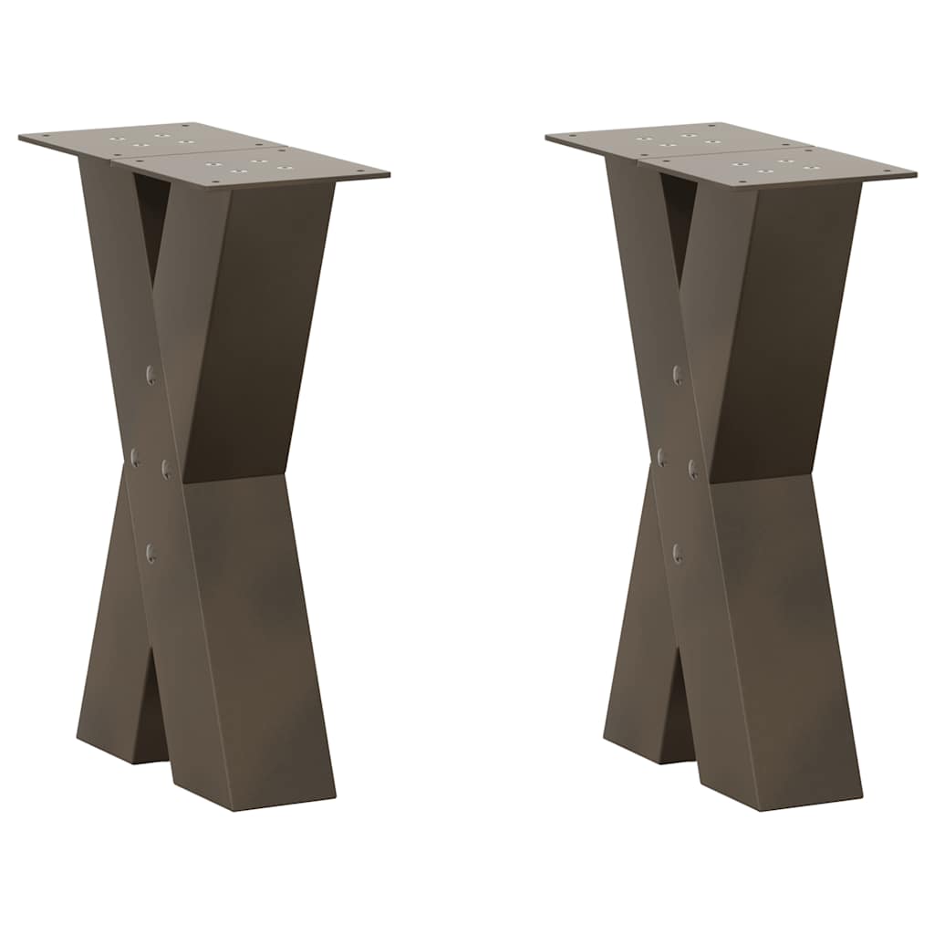vidaXL Nohy konferenčního stolku ve tvaru X, 2 ks, přírodní ocel, 38 x (42-43) cm, ocel