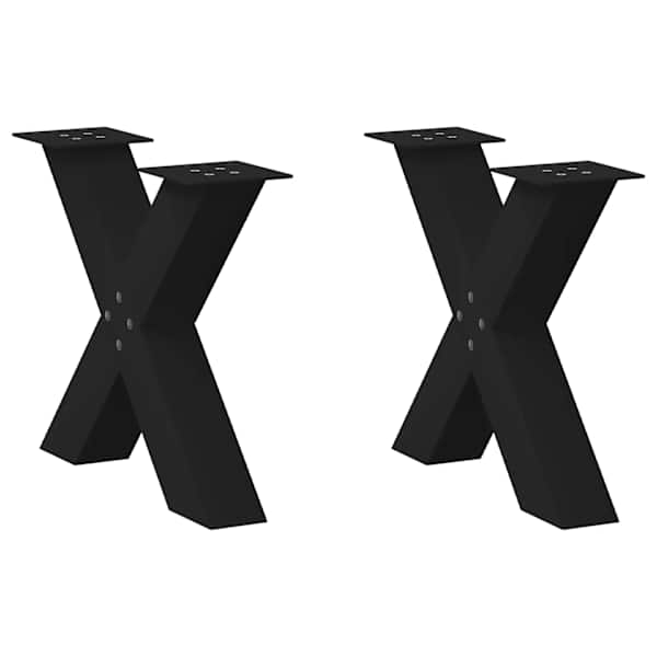 vidaXL kohvilaua jalad, X-kujulised, 2 tk, mustad, 50 x (42&ndash;43) cm, teras