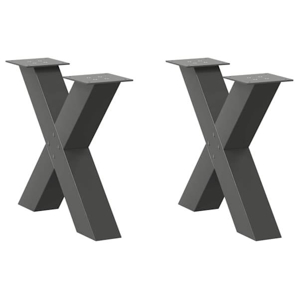 vidaXL kohvilaua jalad, X-kujulised, 2 tk, antratsiithall, 50 x (42&ndash;43) cm, teras