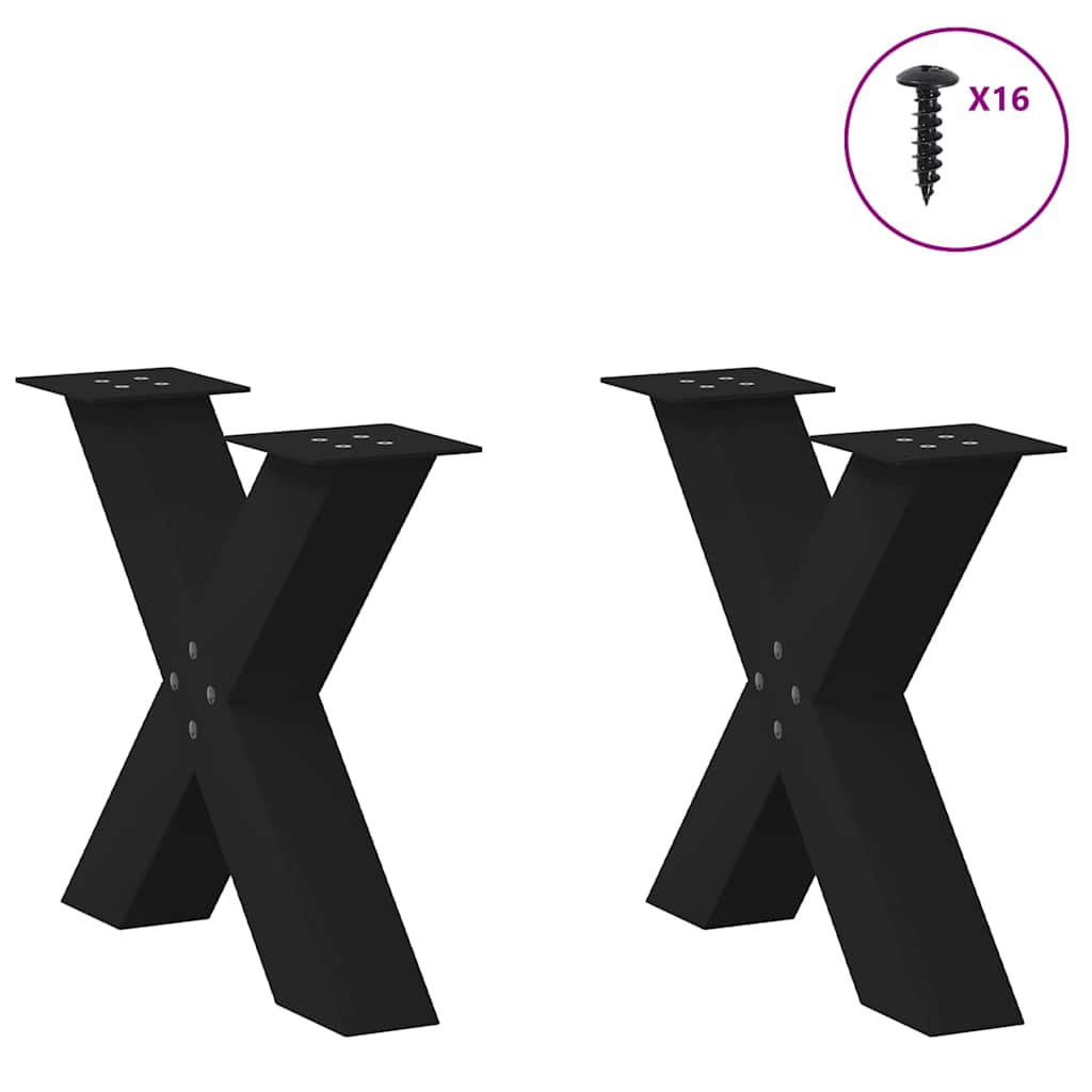 Thumbnail - vidaXL Couchtischbeine X-Form 2 Stk. Schwarz 60x(42-43) cm Stahl