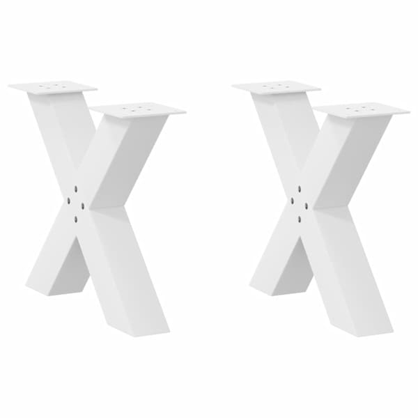 vidaXL kohvilaua jalad X-kujulised 2 tk valged 60 x (42-43) cm terasest