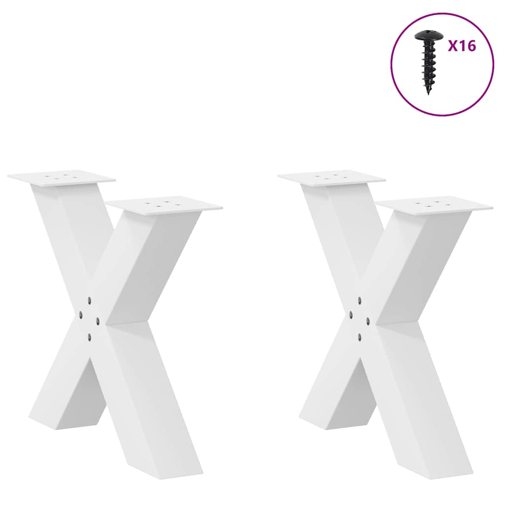 Thumbnail - vidaXL Couchtischbeine X-Form 2 Stk. Weiß 60x(42-43) cm Stahl