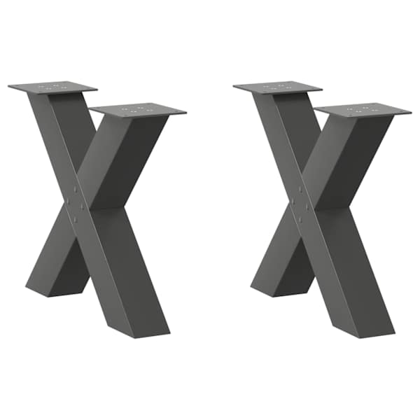 vidaXL kohvilaua jalad, X-kujulised, 2 tk, antratsiithall, 60 x (42&ndash;43) cm, teras
