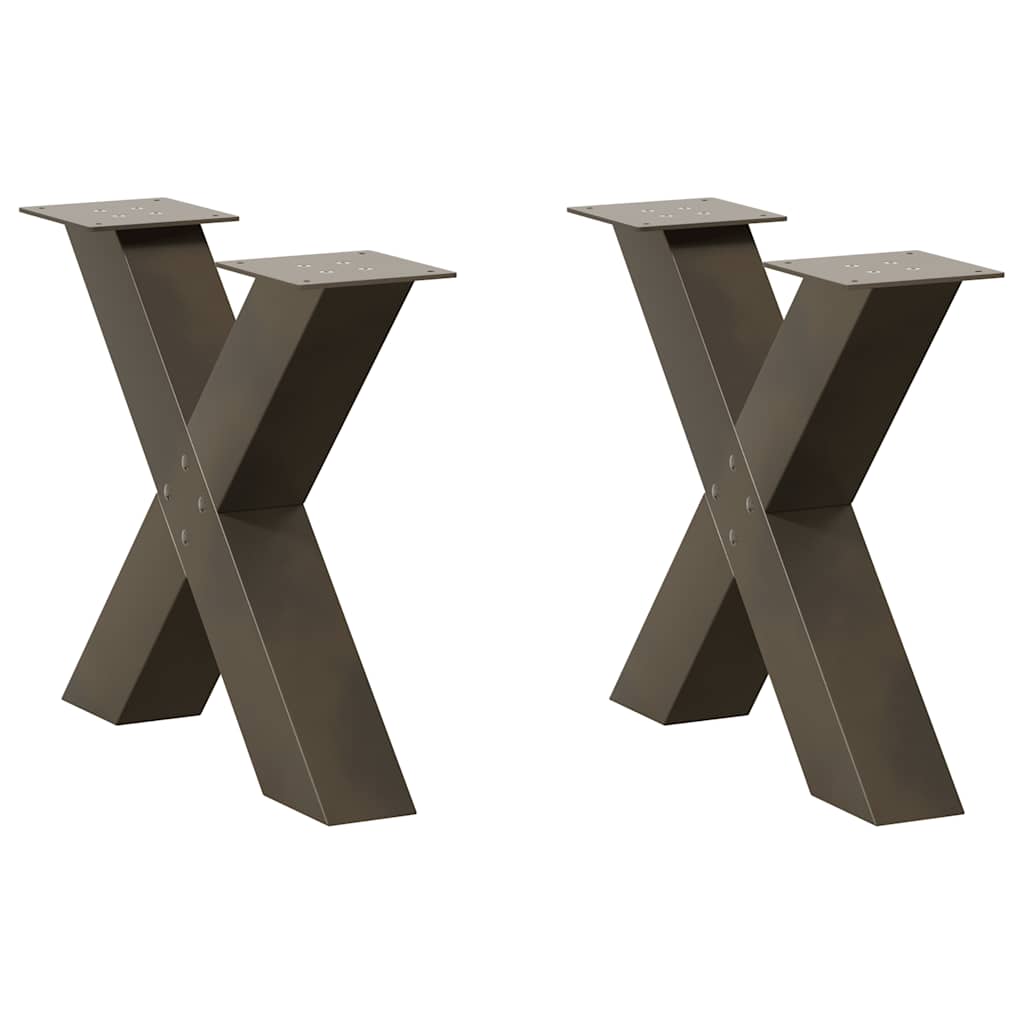 vidaXL Nohy konferenčního stolku ve tvaru X, 2 ks, přírodní ocel, 60 x (42-43) cm, ocel
