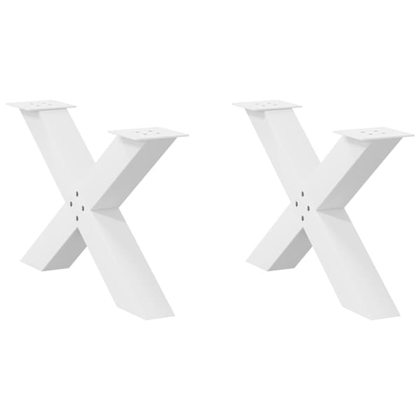 vidaXL kohvilaua jalad X-kujulised 2 tk valged 70 x (42-43) cm terasest